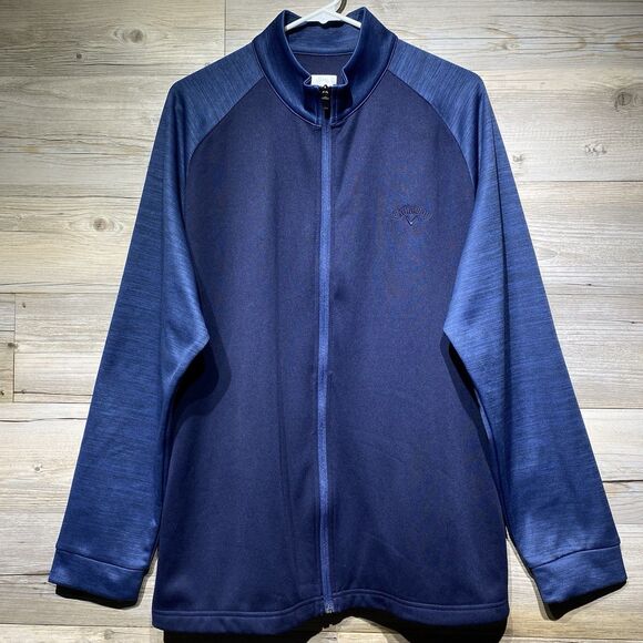 Callaway Golf Full Zip Fleece Sweatshirt Men’s Large Blue Pockets Lightweight - Picture 1 of 8